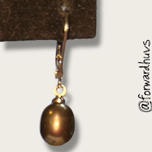 Elegant Black Pearl Drop Earrings - Picture 7 of 12